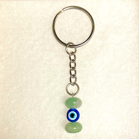 Luck Evil Eye Keychain, Green Aventurine - Picture 1 of 4
